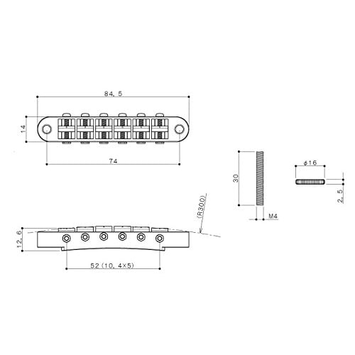 GOTOH T.O.M. Bridge, Ceriage Type, Nickel (PGE-103BN) GE103BN