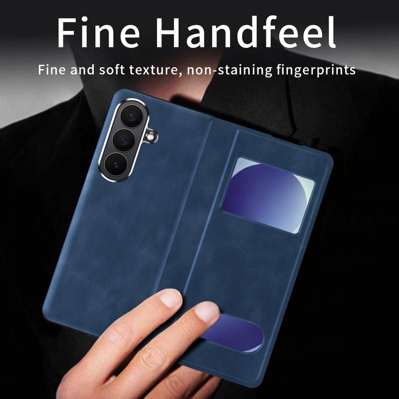 For Samsung Galaxy Z Fold 8 Ultra 7 6 5 4 Case Solid Color Flip Pu Leather Holder Design Protective Shell Protection Back Cover