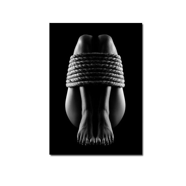 Современная мода, сексуальная женщина, боди-арт, холст, картина, черно-белые постеры с персонажами, принт, холст, настенное искусство для декора гостиной