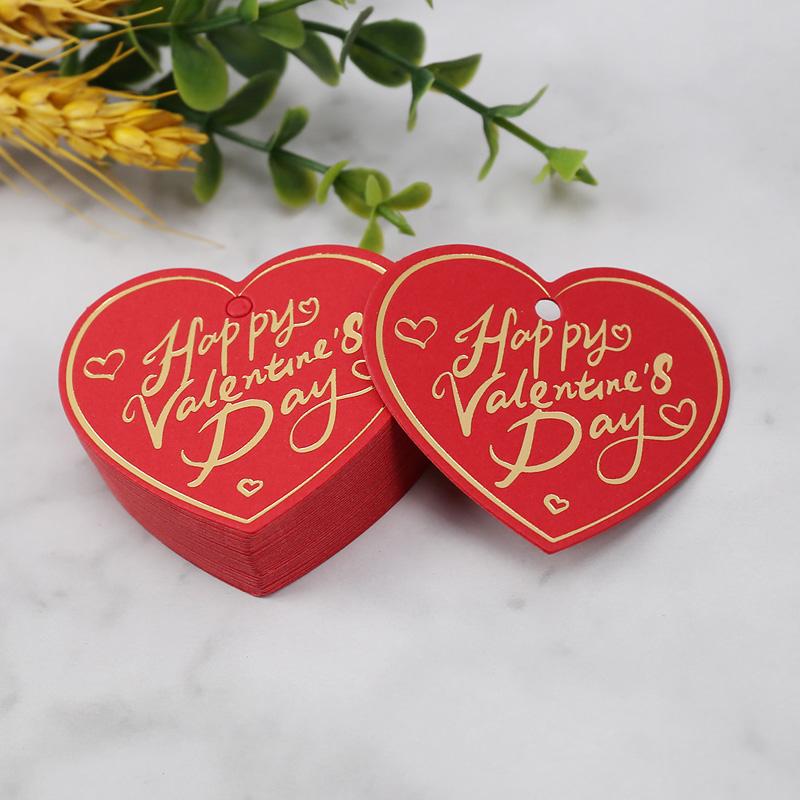 100 шт./пакет Упаковка Украшения DIY День Святого Валентина Вечеринка Бумага Счастливые Этикетки Карты Подарочные Бирки В Форме Сердца