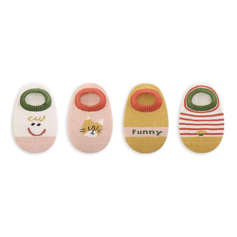 4 Pairs/Set Baby Socks Anti-slip Cartoon Cotton Socks For Girls And Boys Newborn Socks Spring Summer Kids Socks 0-8 Years Old