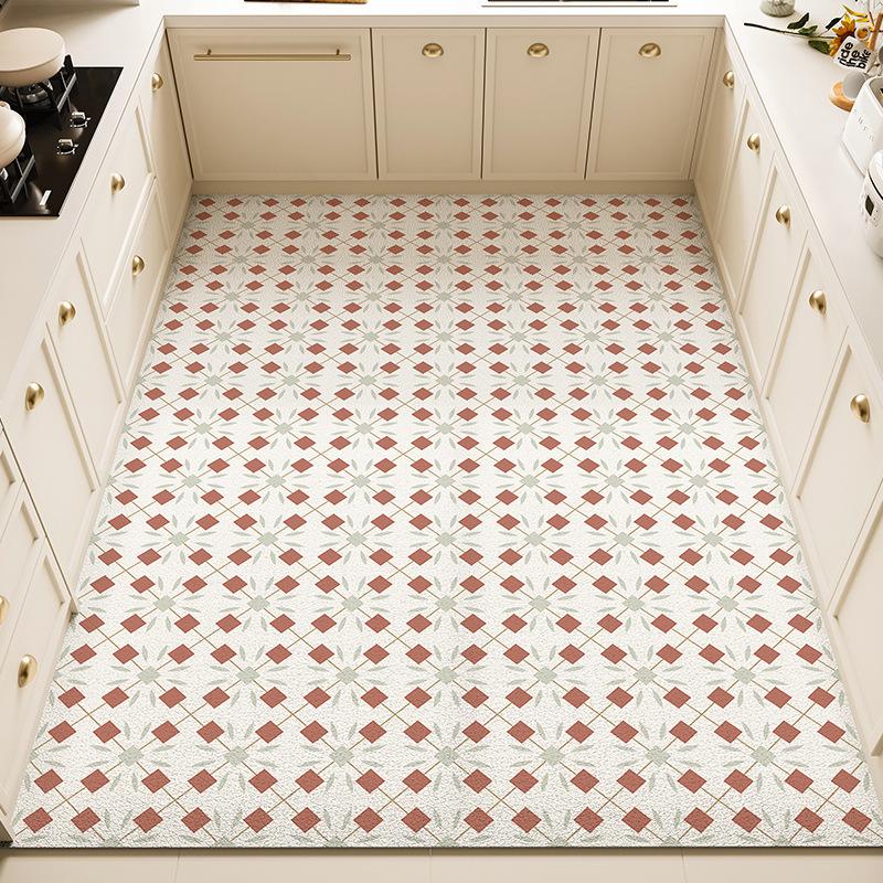 Fresh Kitchen Mat - Waterproof, Oil-Resistant, Non-Slip PVC Leather Area Rug, Easy-Clean and Cuttable Floor Mat for Home Use