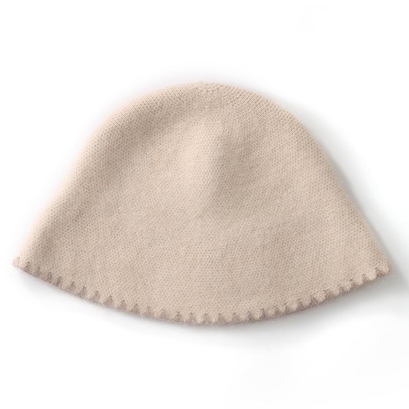 Customer handmade hook edge line cashmere hat women's autumn and winter knitted bucket hat basin hat tide painter style temperament