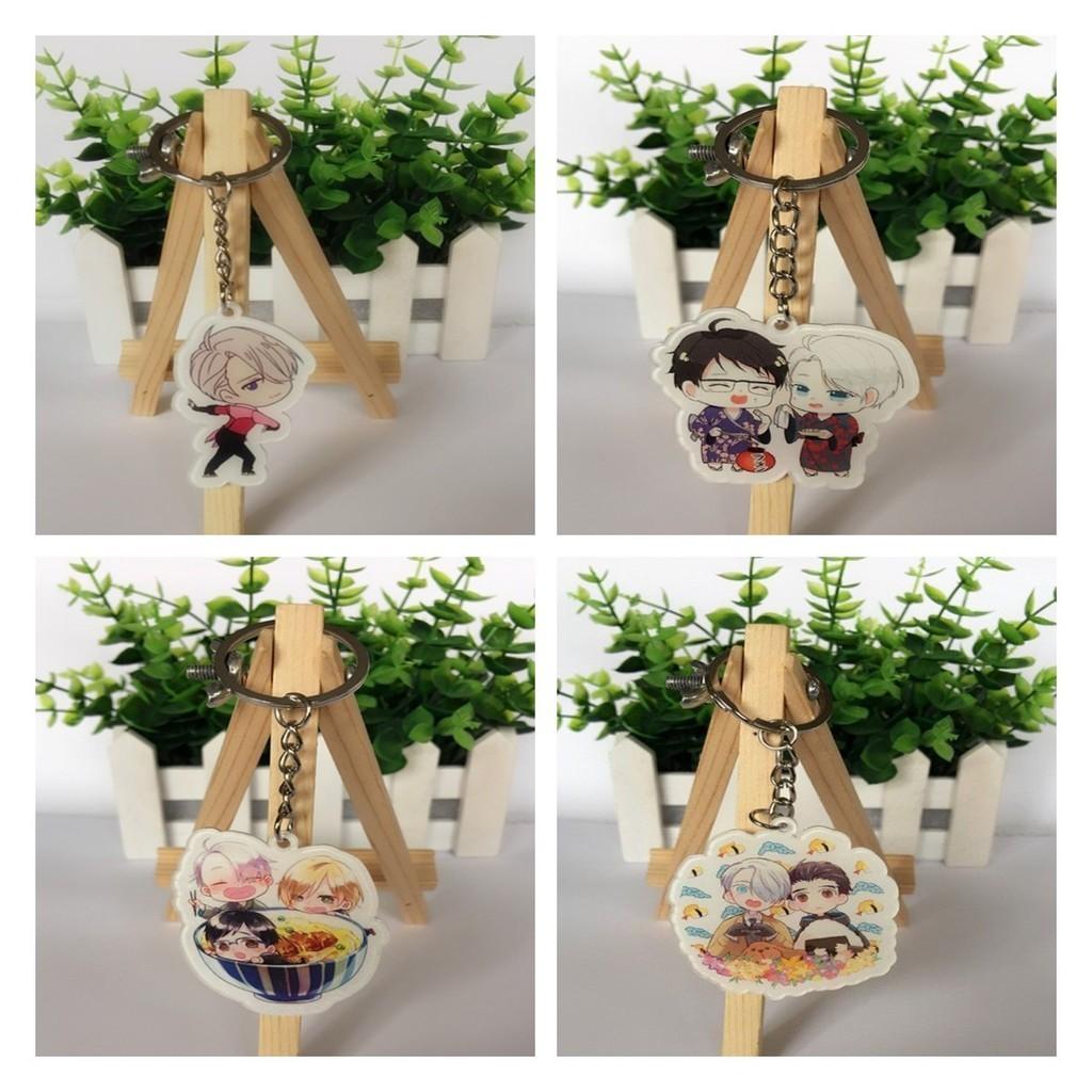 Popular Anime Yuri!! Victor Katsuki Yuri Plisetsky Acrylic Keychain Keyring Gift 100% Brand New High Quality 5cm Ice Skating Theme