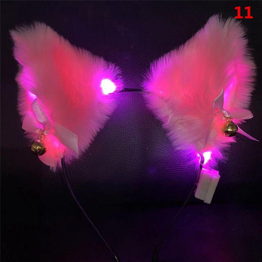 With LED Light Plush Furry Cat Ear Headband Fancy Dress Hairband Hair Accessories Cosplay Headwear
