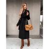 Spring and Autumn Coat Simple V-neck Strap Long Coat Women