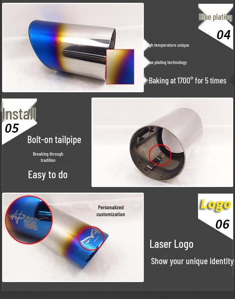 Stainless Steel Tailpipe Exhaust Muffler for Ford Kuga, Mazda CX-4, CX-5, Atenza, Ruiyi