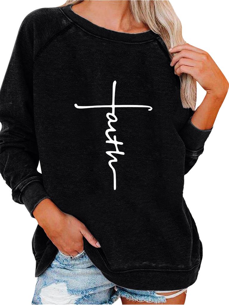 Women's Spring/Fall Sweatshirt Women's Personality Print Top Oversized Pullover Sweatshirt Versatile Sweatshirt