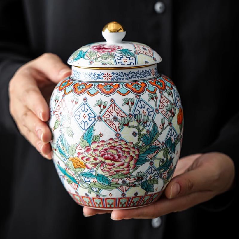 Double-layer Alloy Cover Tea Pot Boutique Moisture-proof Storage Tank High-end Sealed Pot Tea Container Tea Set Accessories Gift