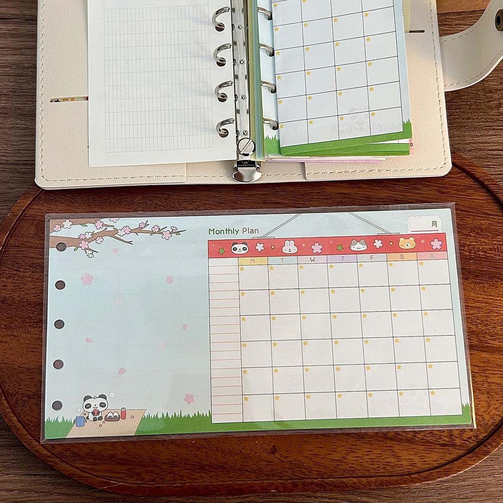 M5 Mini Binder Refill Pages Clear PP Cover Photo Album Portable 5-Hole Budget Planner Photocard Holder with Sleeves for School