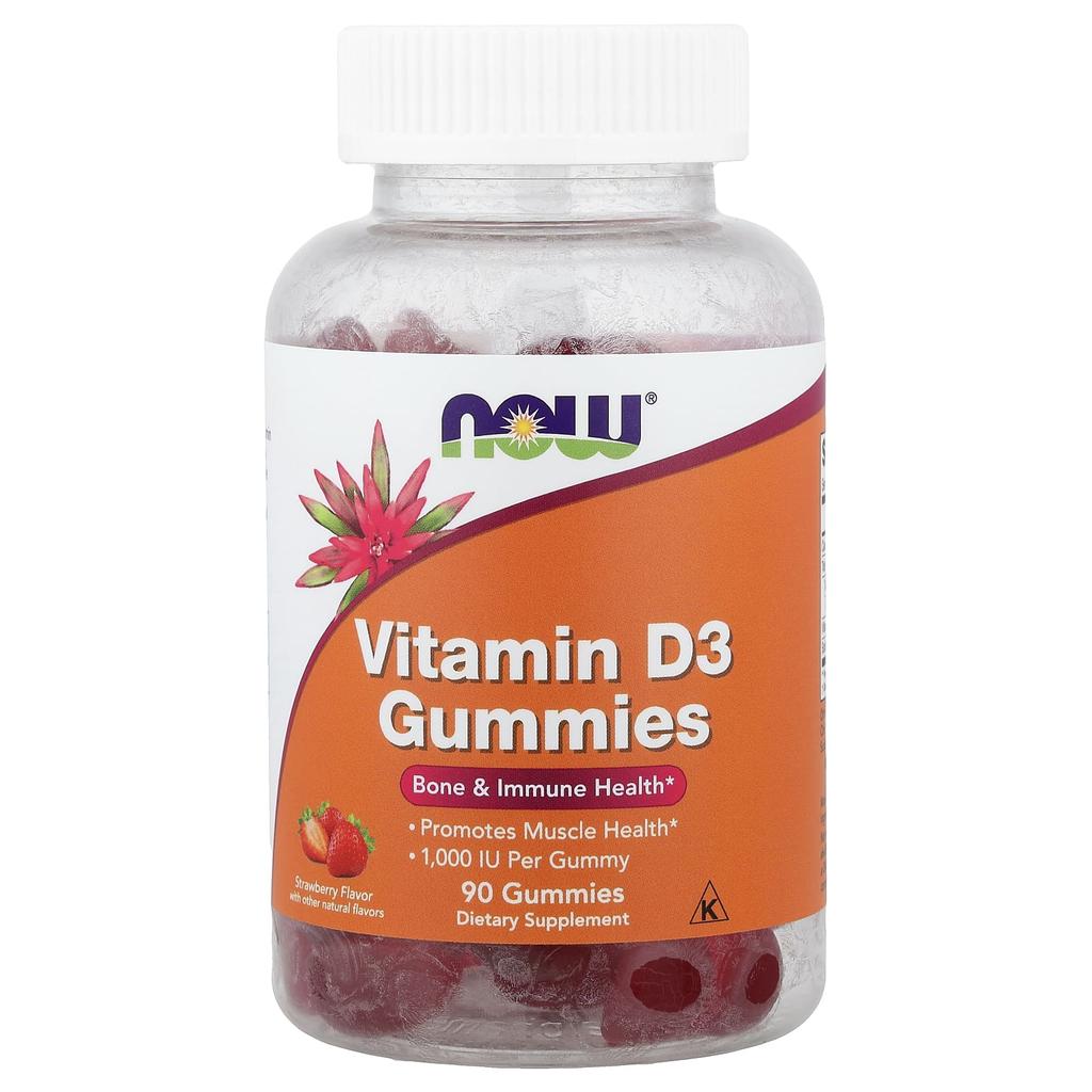 NOW Foods, Vitamin D3 Gummy Jelly, Wild Berry, 25mcg (1,000IU), 90 Gummies