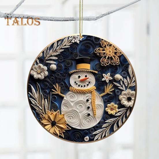 2 шт. Рождественские украшения акриловые плоские рождественские елочные часы-снеговик подвеска для украшения рождественской елки домашняя вечеринка