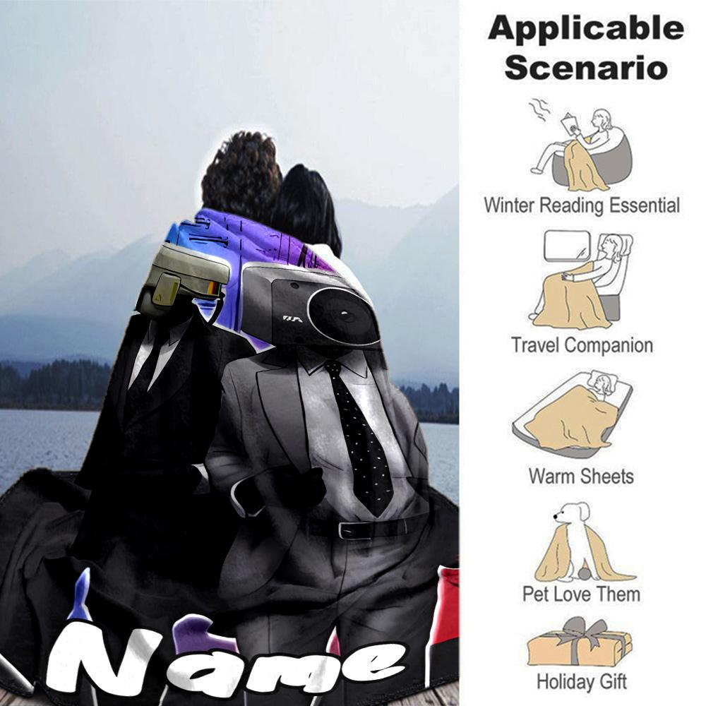 Customiz Name Personality Skibidi Toilet Blanket Soft &Warm Sofa Office Bed Travel Lunch Break Blanket, Gift Suitable All Seasons