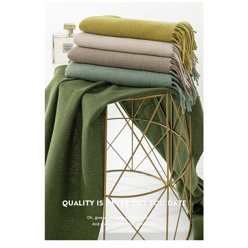 Solid Color Imitation Cashmere Scarf Women's Winter Warm Shawl Neck Scarves