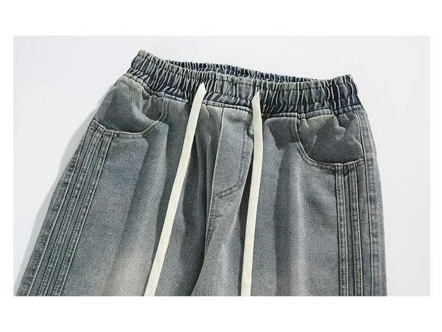 Men's American Retro Wide-Leg Straight Jeans - Youthful, Loose Fit for Spring & Autumn