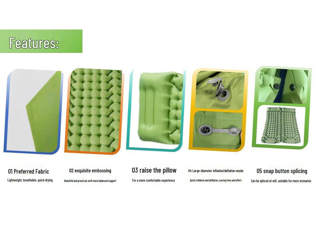 Портативный Легкий Надувной Матрас для Кемпинга: Влагозащищенный надувной коврик для использования в автомобиле и в походе