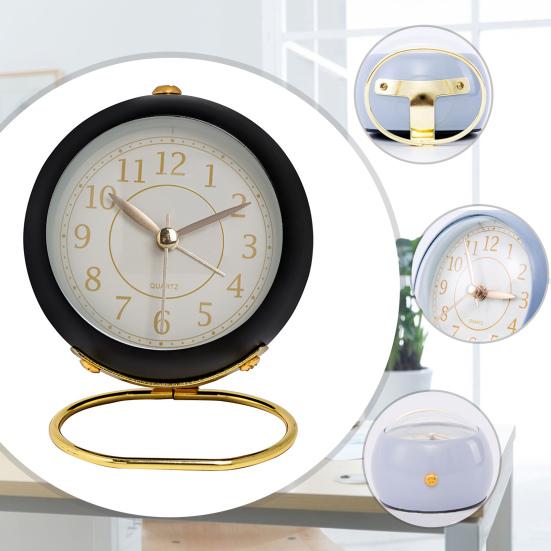 Analog Alarm Clock with LED Light Non-Ticking Battery Operated Bedroom Desktop Digital Quartz Clock Children Students Gift
