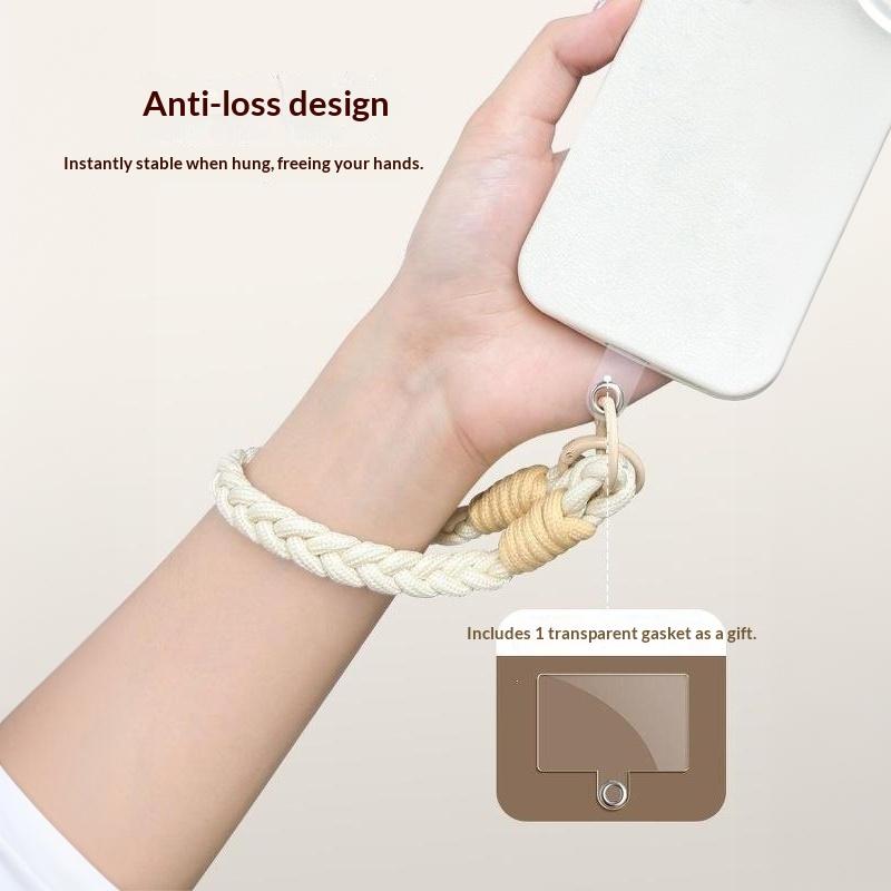 Dopamine Four-Strand Braided Short Phone Lanyard Fashion Color Block Cable-Knit Wrist Strap Durable for Running Hanging Small Accessories