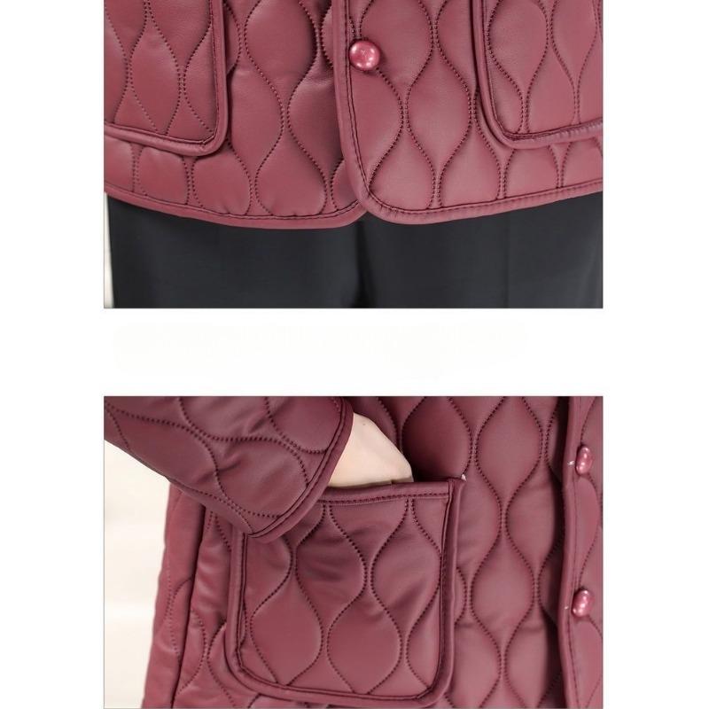 Осень-зима для женщин среднего возраста плюс бархатное теплое пальто средней длины свободного покроя из кожи кожаная куртка для мам повседневная куртка