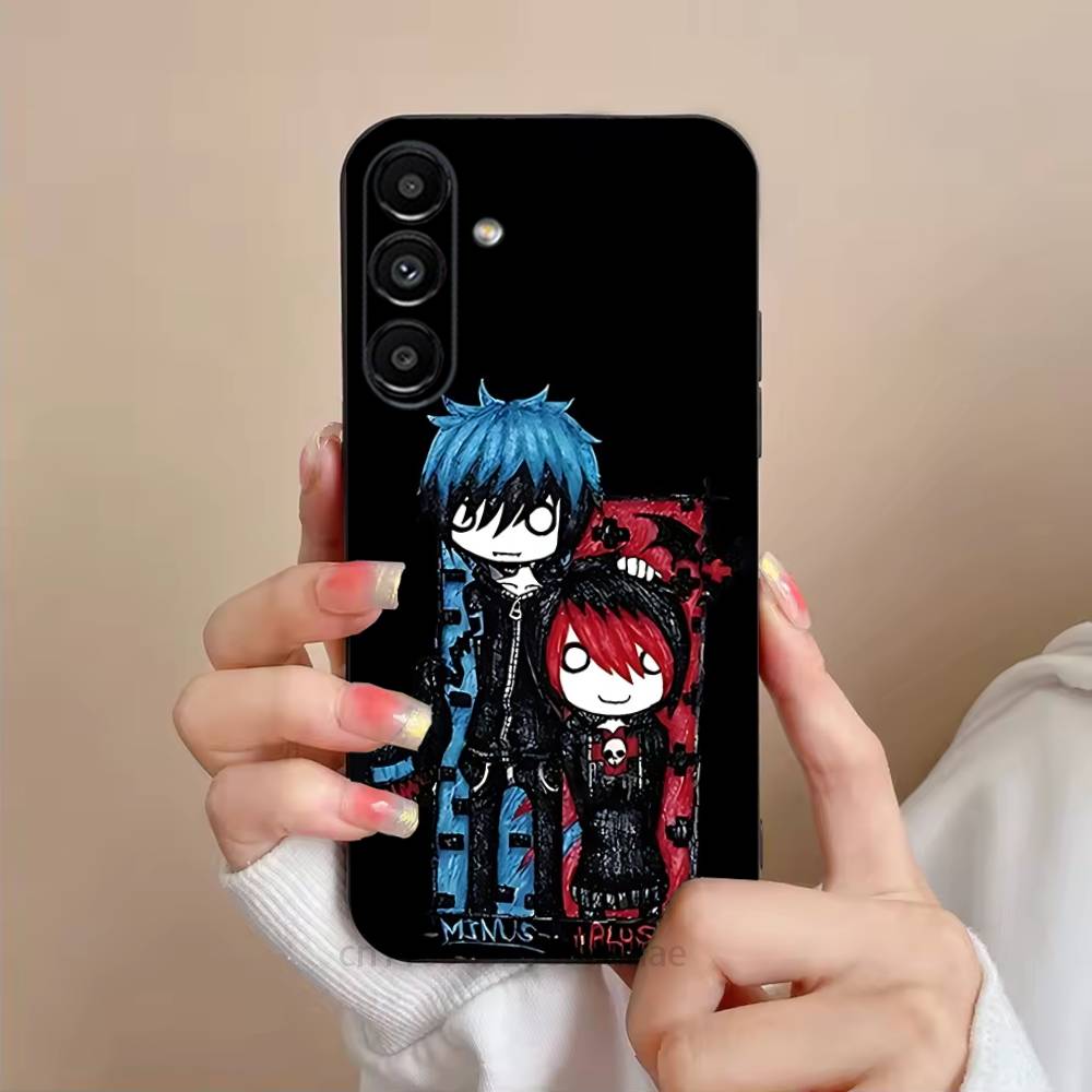 Love Black and Cute Emo Phone Case For Samsung S25,24,23,22,21,S20,Ultra,Plus,FE Black Soft Cover