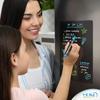 Magnetic Black Dry Erase Board for Fridge (12 x 8 inch), Stain-Resistant w/ 3 Magnetic, Fine-Tip Neon Chalk Markers & Eraser by Yes4Quality