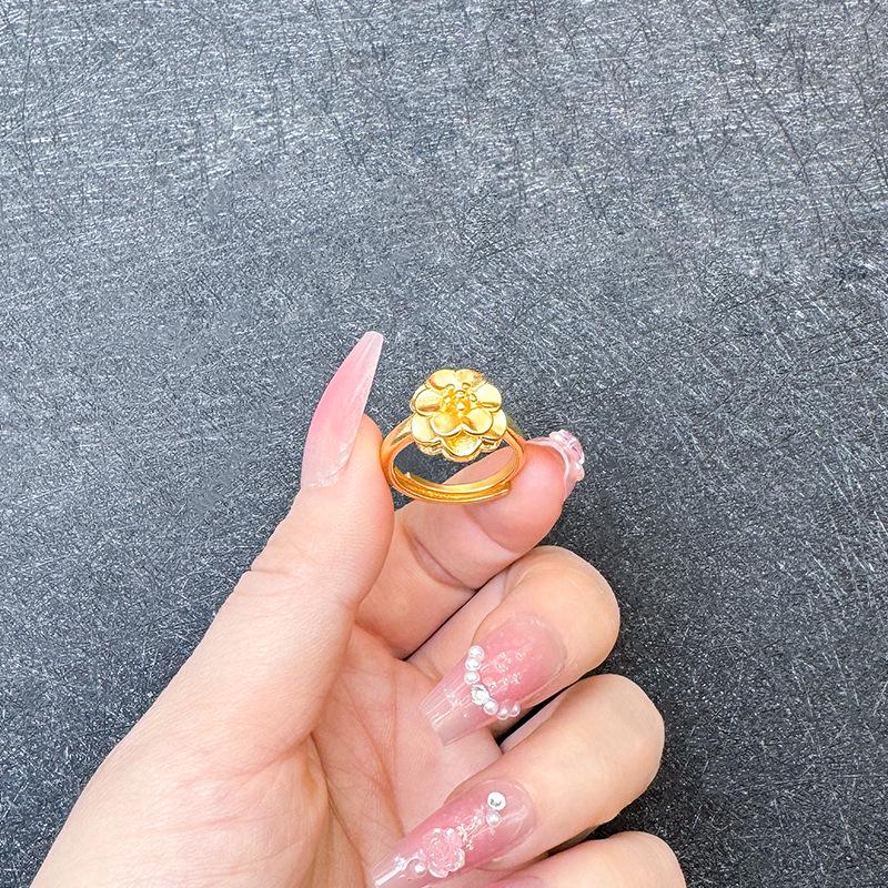 Кольцо с вьетнамским цветком из песочного золота для женщин, прочная имитация золота, смелое свадебное украшение для невесты.