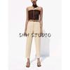 Summer New Product Women's Clothes French Style Design with Belt Vacation Style High Waist Ankle-Length Pants 8372124
