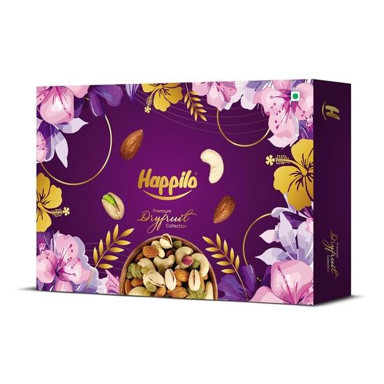 Подарочная коробка Happilo Dry Fruit Celebrations Kaze 750 г, идеально подходит для праздничного подарка, миндаль, кешью, фисташки, зеленый изюм