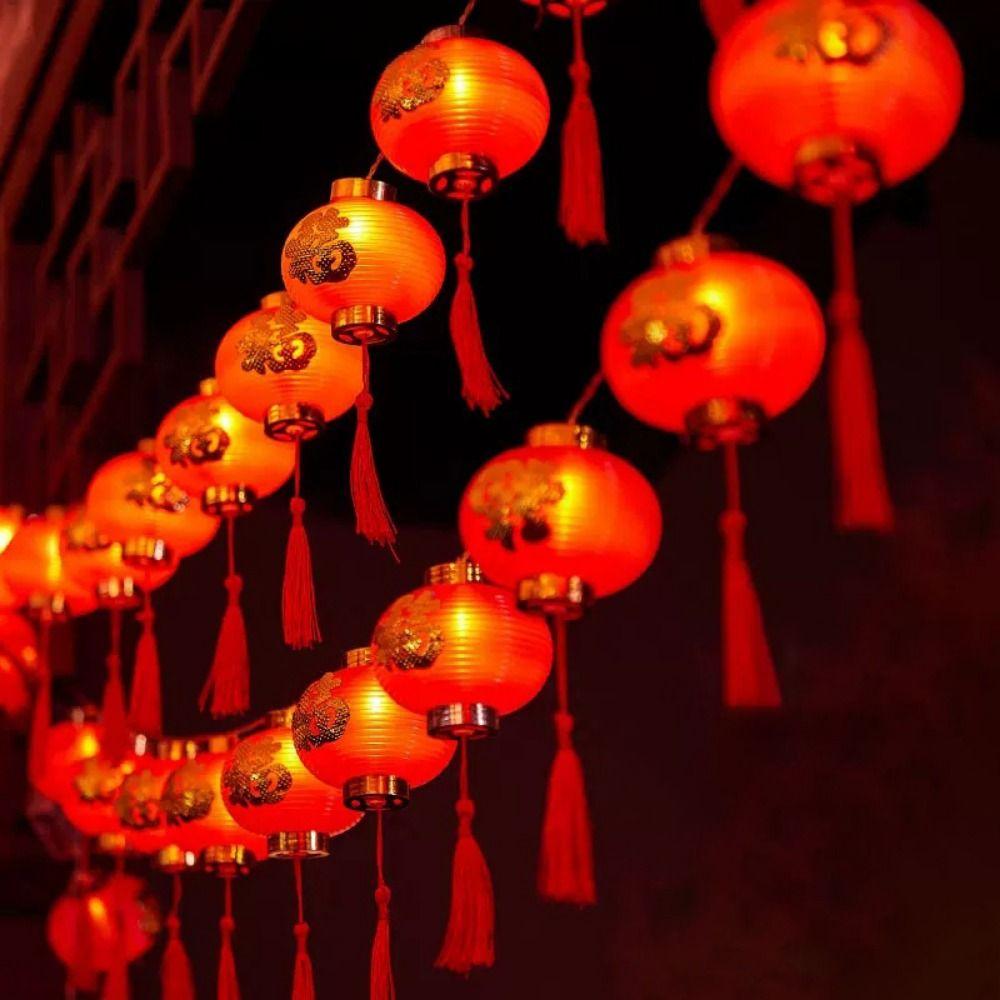 Decorative Spring Festival LED Lights String Traditional Hanging Festival Red Lanterns  Wedding