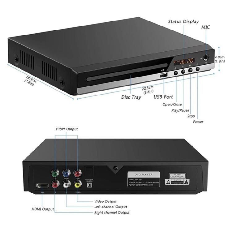 Высококачественный DVD-плеер для Smart TV с поддержкой вывода 1080P, USB-входом и функцией пульта ДУ для небольших помещений
