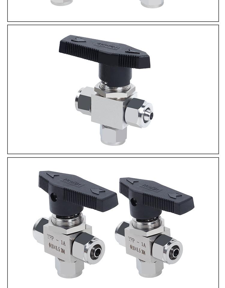 304 Stainless Steel Quick Turn 3-Way Ball Valve with Panel Mount Locking Nut for Hose PU Air Tube.