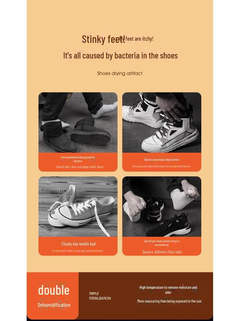 Portable Folding Shoe Dryer: Intelligent Timing, Fast Heating, Deodorizing & Telescopic Dehumidification