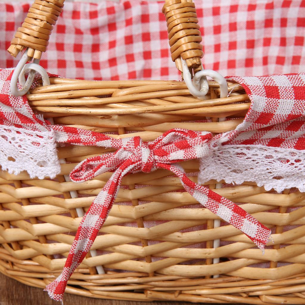 Woven Basket Folding Handle Portable Eco Friendly Rattan Picnic Basket for Bathroom Gift
