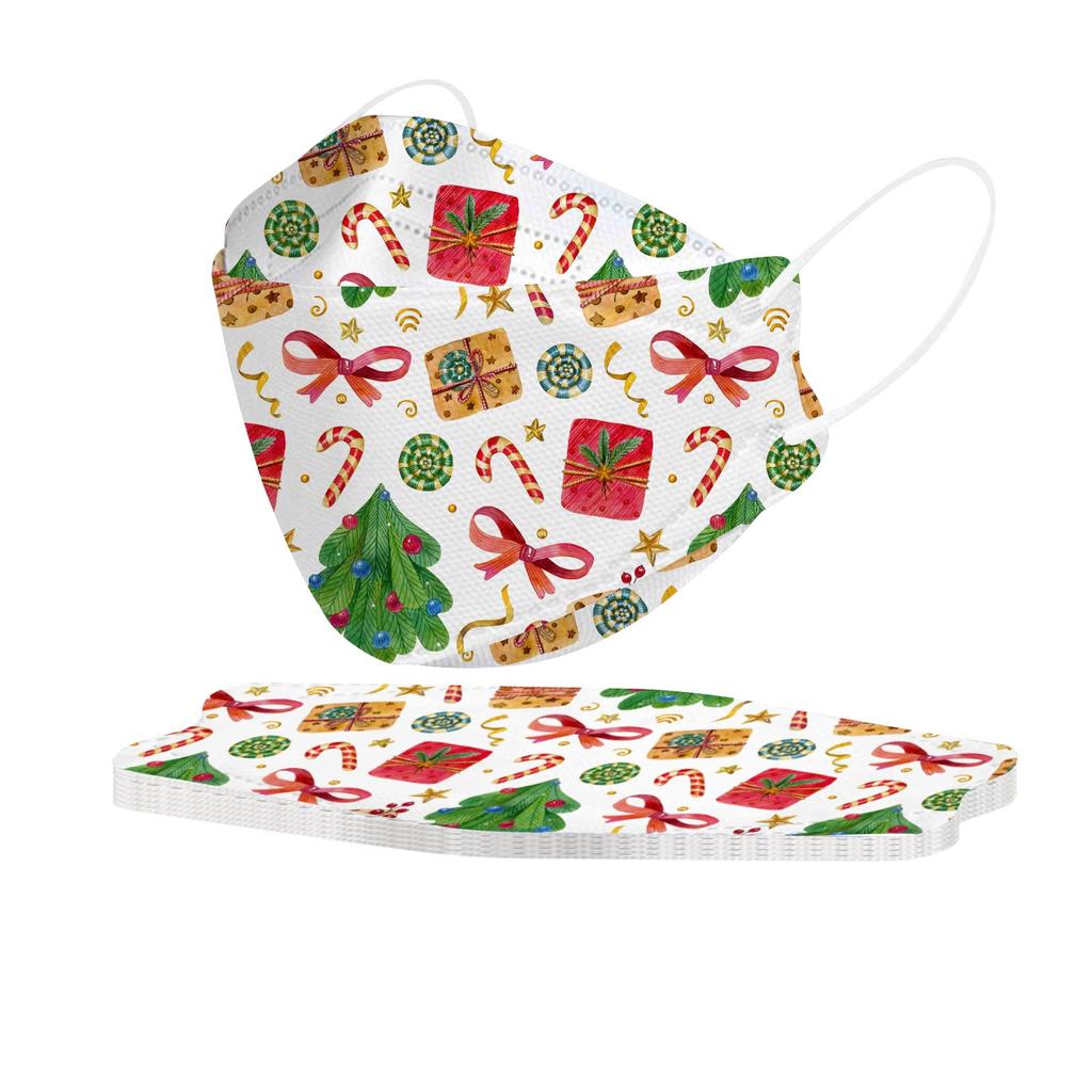 10 шт. Детская одноразовая маска для лица Рождественские 3D-дизайны 4-слойная для лица