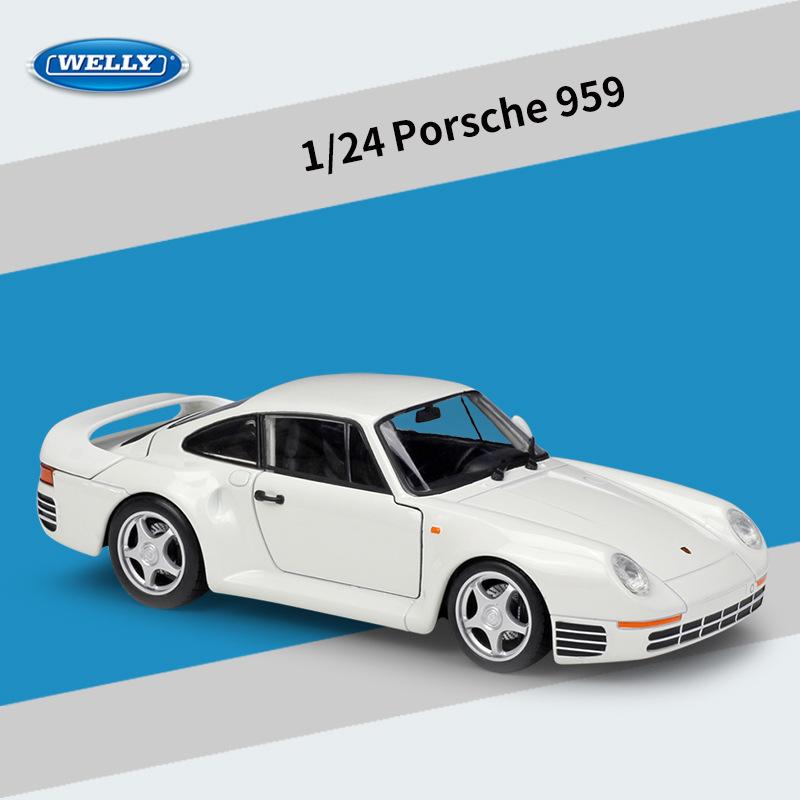 Масштаб 1/24 WELLY Porsche 959, модель автомобиля из сплава, литье под давлением, металлические игрушечные автомобили, модель автомобиля, коллекция высокой имитации, детские подарки