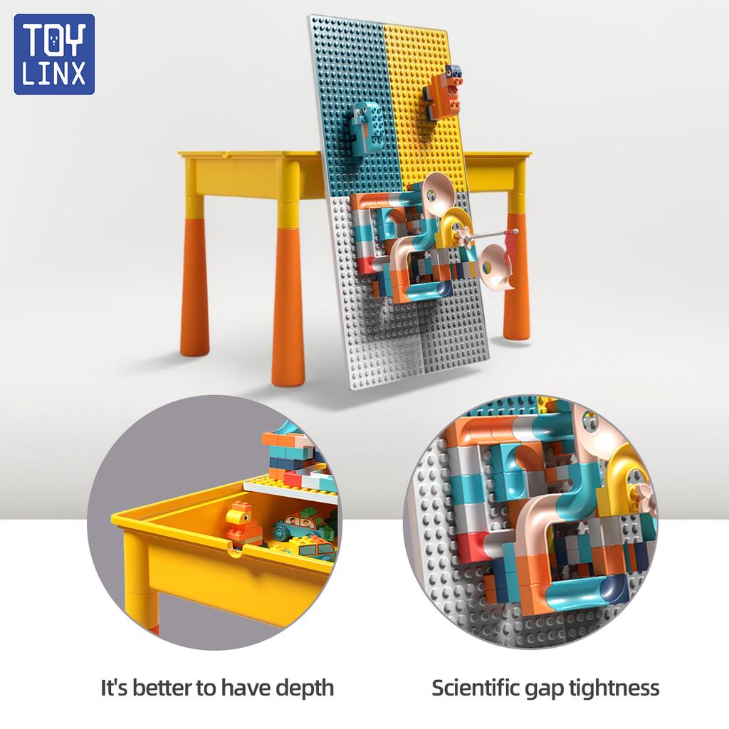 ToylinX Двусторонняя детская активность с хранением Большой стол для игры с конструктором 6-в-1 Мультиигра Водный стол для еды для малыша