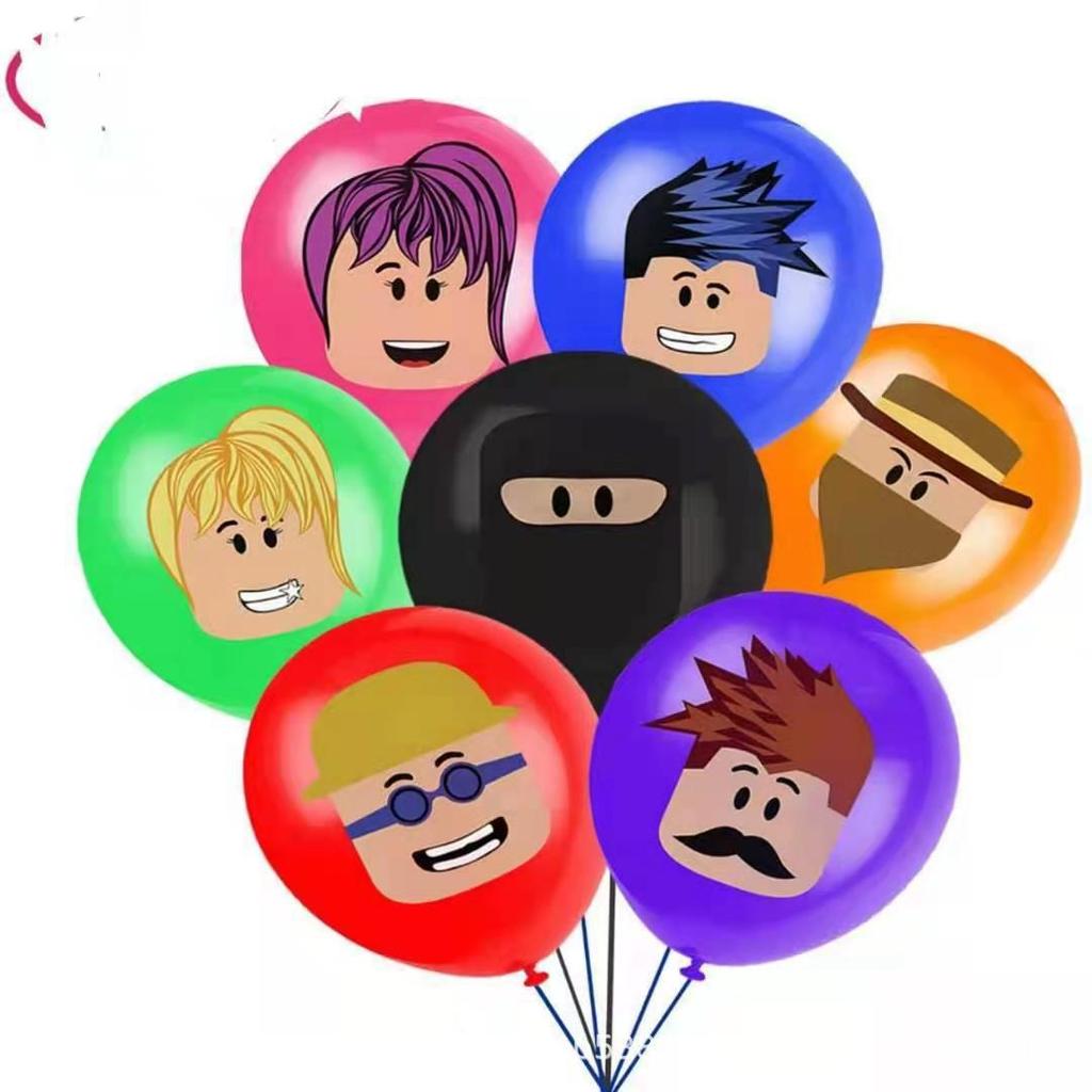 Набор для украшения дня рождения в стиле игры Roblox Sandbox: Латексные шары, Баннер, Топперы для торта, Посуда для вечеринки для детского праздника