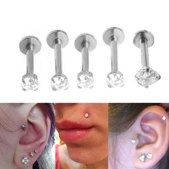 1шт унисекс с кубическим цирконием губное кольцо-гвоздик для пирсинга козелка
