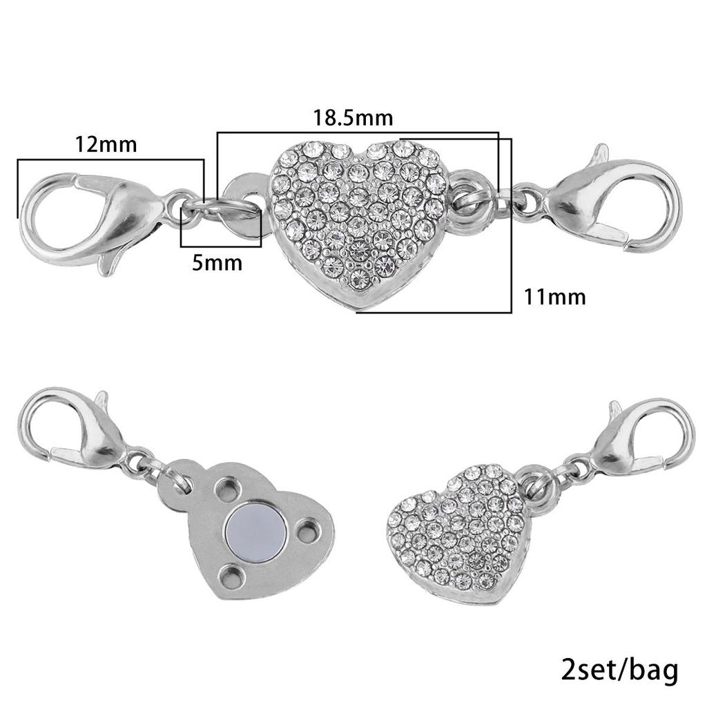 2 компл./сумка, сильные магнитные застежки в форме сердца, подходят для браслетов, ожерелья, застежки, соединители для изготовления ювелирных изделий