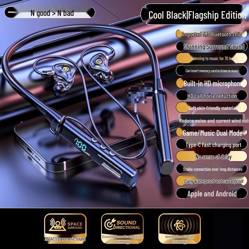 2025 Bluetooth Neckband Headphones: Wireless, Long Battery, Sport, In-Ear, Metallic Sound