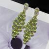 S925 Sterling Silver Peridot Earrings with Pave-Set Gemstones - Elegant, Sparkling Jewelry for Women