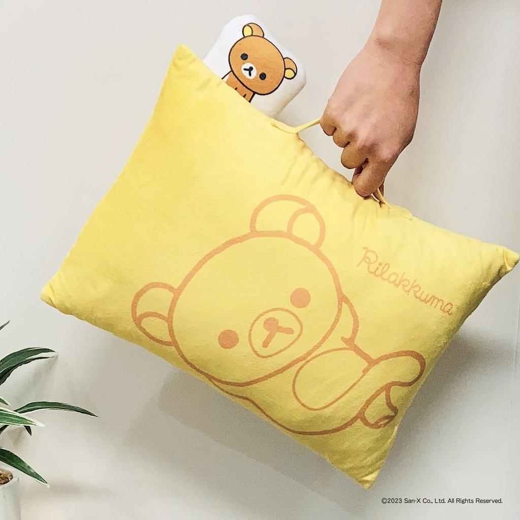 MORIPiLO Подушка для тела Morishita Rilakkuma 28x39 см с ручкой Мягкая игрушка Подушка с изображением персонажей Желтый 4621154 San-X