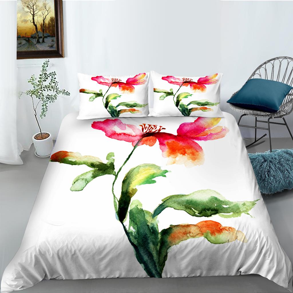 3D Flower Series Bedding Set Flower Pattern Quilt Cover Pillow Case 2 or 3 Pieces Microfiber Fabric Soft and Comfortable Home Decoration