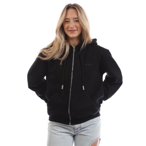 Off White Womens/Ladies Diagonal Full Zip Hoodie