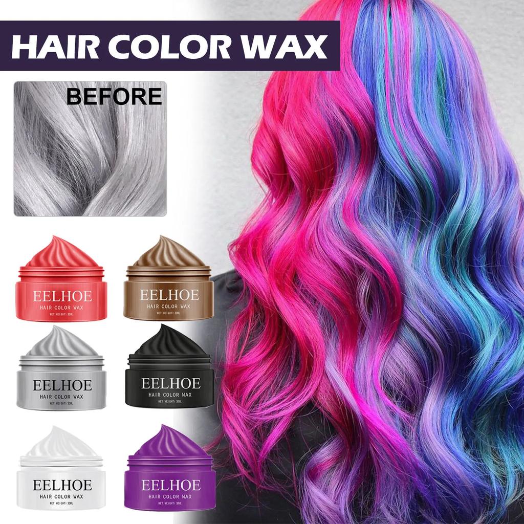Temporary Hair Color Styling Wax, One-Time Use Washable Hair Cream for Instant Hairstyle Coloring, 30g
