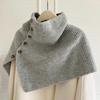 Button Knitted Shawl Warm Women Winter Shawl Simple High Neck Scarf  Autumn