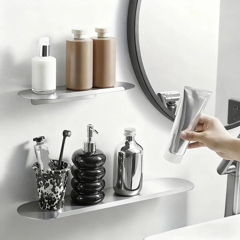 Rectangular Wall Floating Shelf Stainless Steel Spice Rack Simple Corner Shelf Bedroom