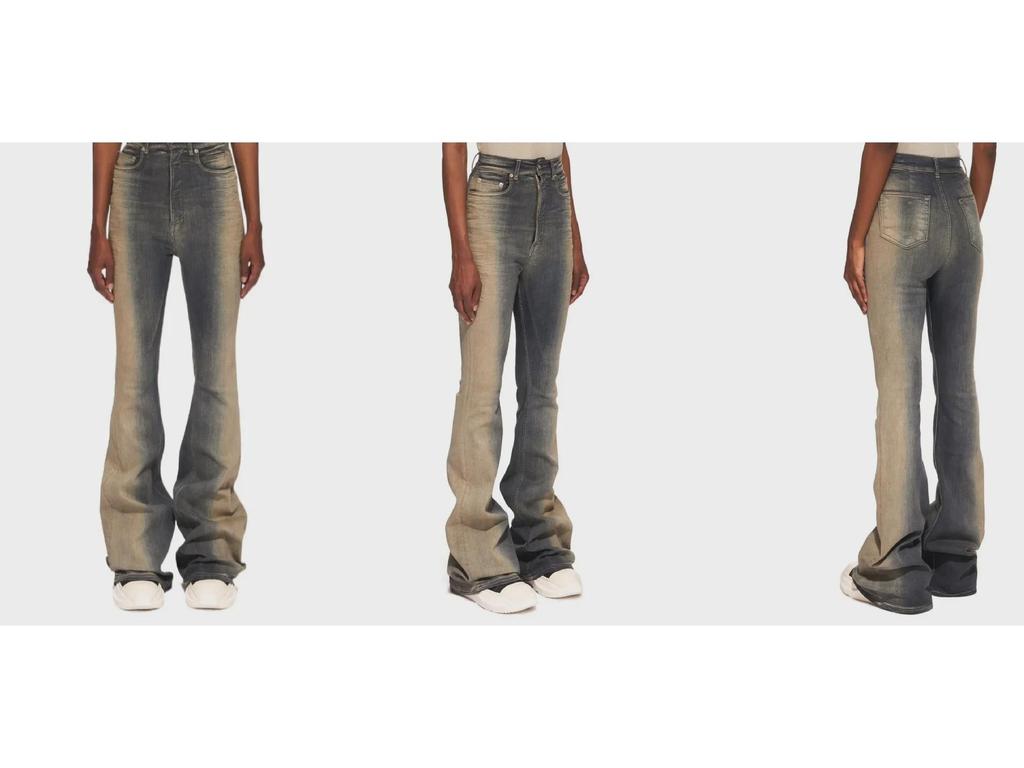 Джинсы RO Washed Gradient Blue High Elastic Slim Flared - унисекс, модная повседневная одежда