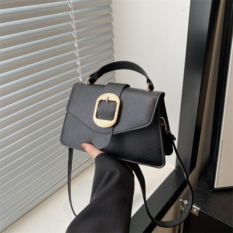 Bags Fashion Small Square Bags Niche Versatile Shoulder Bags Textured Hardware Messenger Bags