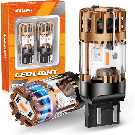 SEALIGHT 7443 7440 LED Bulb Amber, 2025 Canbus 7444na Front/Rear Turn Signal Bulb with Built In Resistor Anti Hyper Flash 7440a W21W 7441 WY21W T20,
